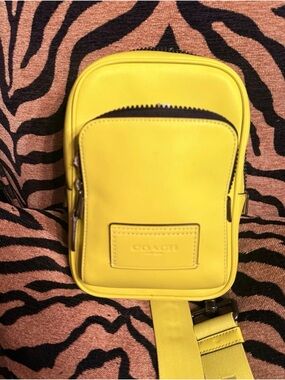 Coach Men's Yellow Leather Crossbody Sling Bag